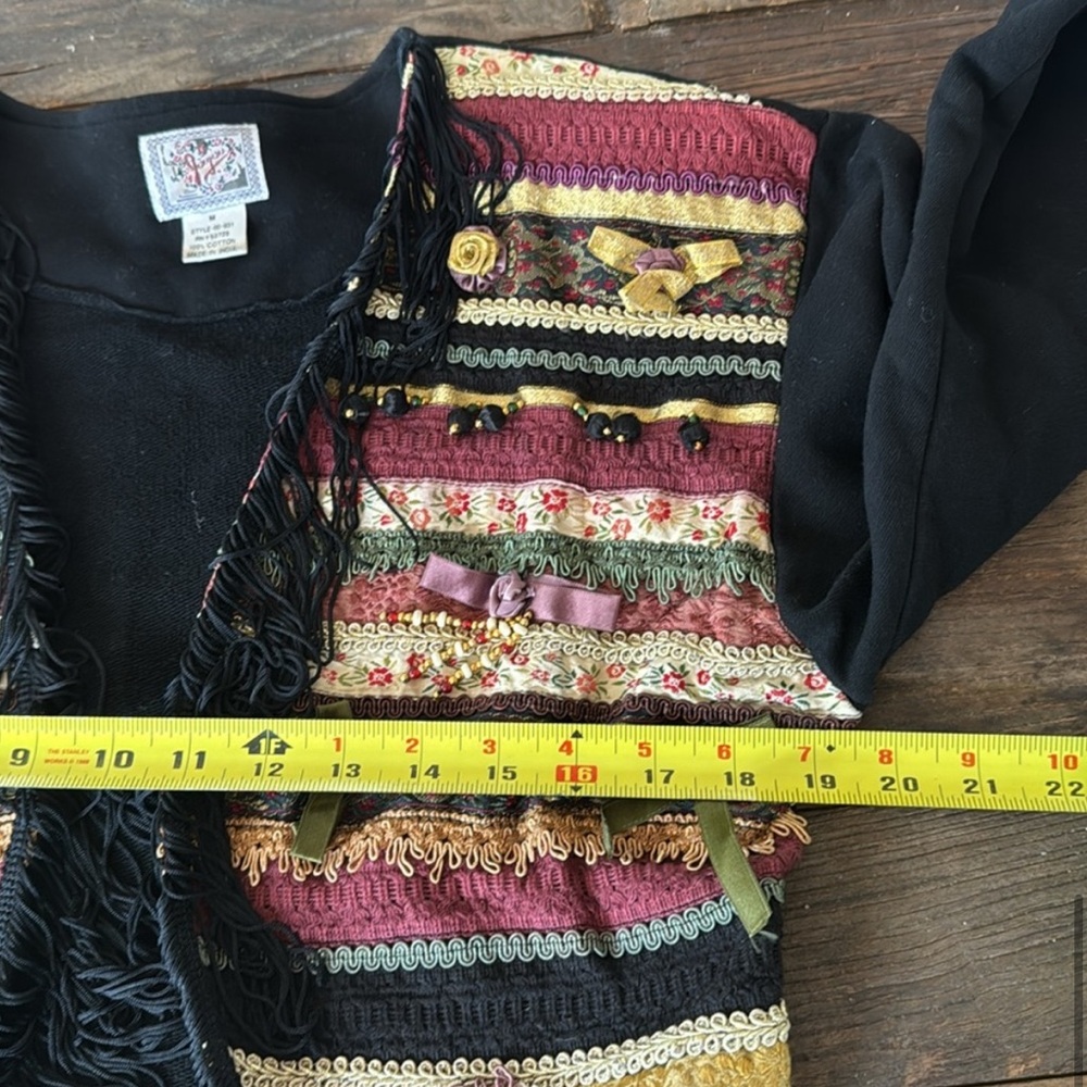 Vintage Joyou Fringe Cotton Western Bolero Jersey Knit Removeable Shoulder Pads - Picture 10 of 11
